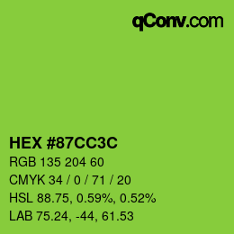 Color code: HEX #87CC3C | qconv.com