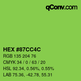 Color code: HEX #87CC4C | qconv.com