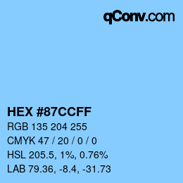 Color code: HEX #87CCFF | qconv.com