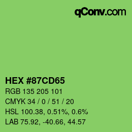 Color code: HEX #87CD65 | qconv.com