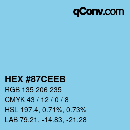 カラーコード: HEX #87CEEB | qconv.com