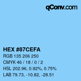 カラーコード: HEX #87CEFA | qconv.com