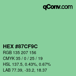 Color code: HEX #87CF9C | qconv.com