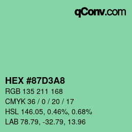 カラーコード: HEX #87D3A8 | qconv.com
