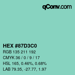 Color code: HEX #87D3C0 | qconv.com