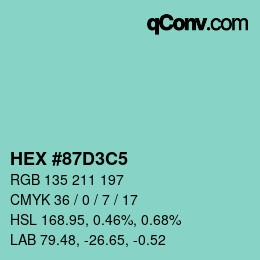 Color code: HEX #87D3C5 | qconv.com