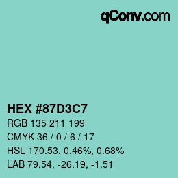 Color code: HEX #87D3C7 | qconv.com