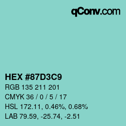 Color code: HEX #87D3C9 | qconv.com