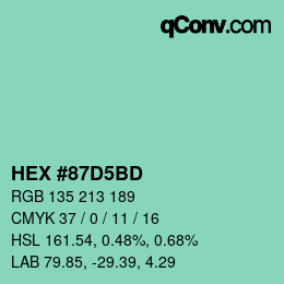 Color code: HEX #87D5BD | qconv.com