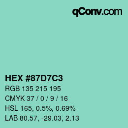 Color code: HEX #87D7C3 | qconv.com