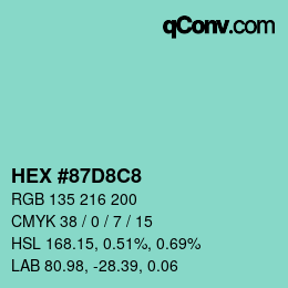 Color code: HEX #87D8C8 | qconv.com