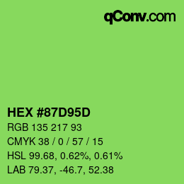 Color code: HEX #87D95D | qconv.com