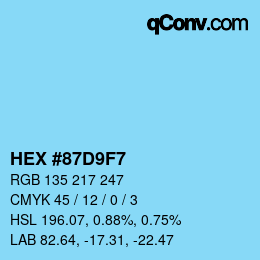 Color code: HEX #87D9F7 | qconv.com