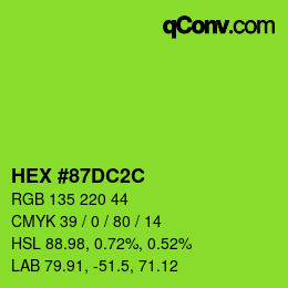 Farbcode: HEX #87DC2C | qconv.com