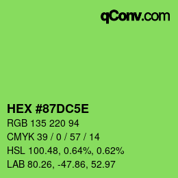 Farbcode: HEX #87DC5E | qconv.com