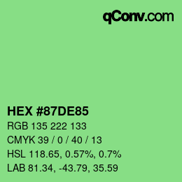 Color code: HEX #87DE85 | qconv.com