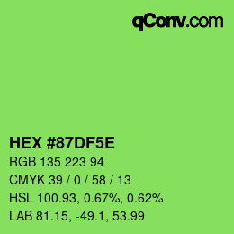 Código de color: HEX #87DF5E | qconv.com