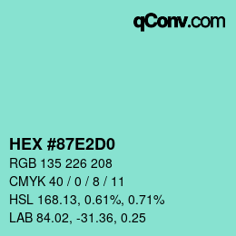 Color code: HEX #87E2D0 | qconv.com