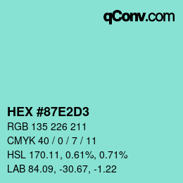Color code: HEX #87E2D3 | qconv.com