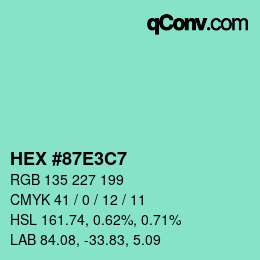 Color code: HEX #87E3C7 | qconv.com