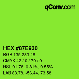 颜色代码: HEX #87E930 | qconv.com