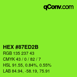 Color code: HEX #87ED2B | qconv.com
