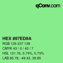 カラーコード: HEX #87ED8A | qconv.com