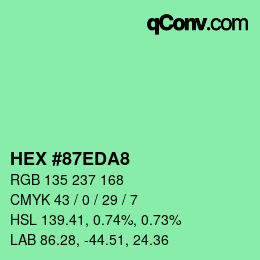 カラーコード: HEX #87EDA8 | qconv.com