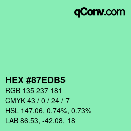 Color code: HEX #87EDB5 | qconv.com