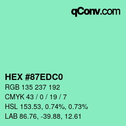 カラーコード: HEX #87EDC0 | qconv.com