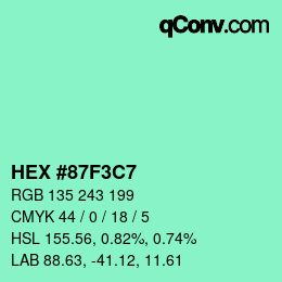 Color code: HEX #87F3C7 | qconv.com