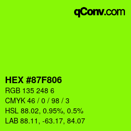 カラーコード: HEX #87F806 | qconv.com