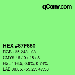 Código de color: HEX #87F880 | qconv.com