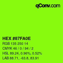 Color code: HEX #87FA0E | qconv.com