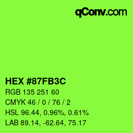 Color code: HEX #87FB3C | qconv.com