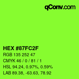 カラーコード: HEX #87FC2F | qconv.com