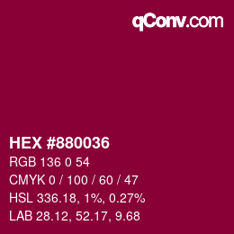 Color code: HEX #880036 | qconv.com