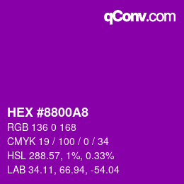 Color code: HEX #8800A8 | qconv.com
