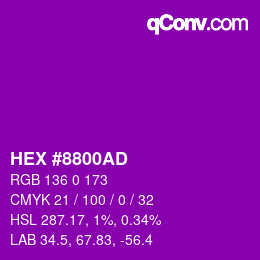 Farbcode: HEX #8800AD | qconv.com