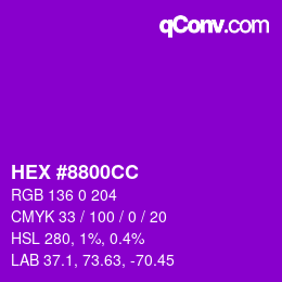 颜色代码: HEX #8800CC | qconv.com