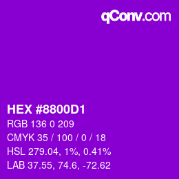 Color code: HEX #8800D1 | qconv.com