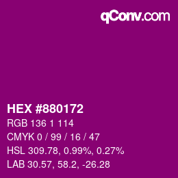 カラーコード: HEX #880172 | qconv.com