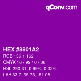 Color code: HEX #8801A2 | qconv.com