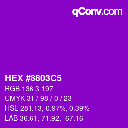 Color code: HEX #8803C5 | qconv.com