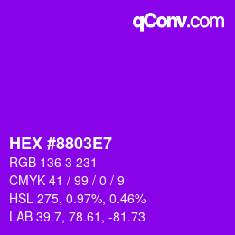 Color code: HEX #8803E7 | qconv.com