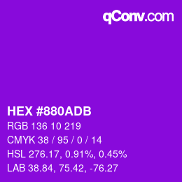 颜色代码: HEX #880ADB | qconv.com