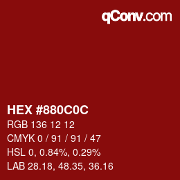 Color code: HEX #880C0C | qconv.com