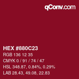 Color code: HEX #880C23 | qconv.com