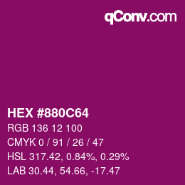 Color code: HEX #880C64 | qconv.com