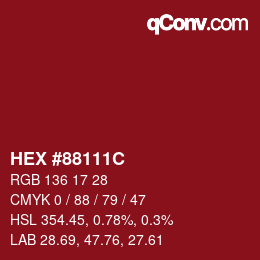 颜色代码: HEX #88111C | qconv.com